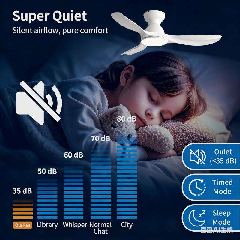 Modern Ceiling Fan with Light – LED Dimmable Smart Fan Light for Bedroom Living Room