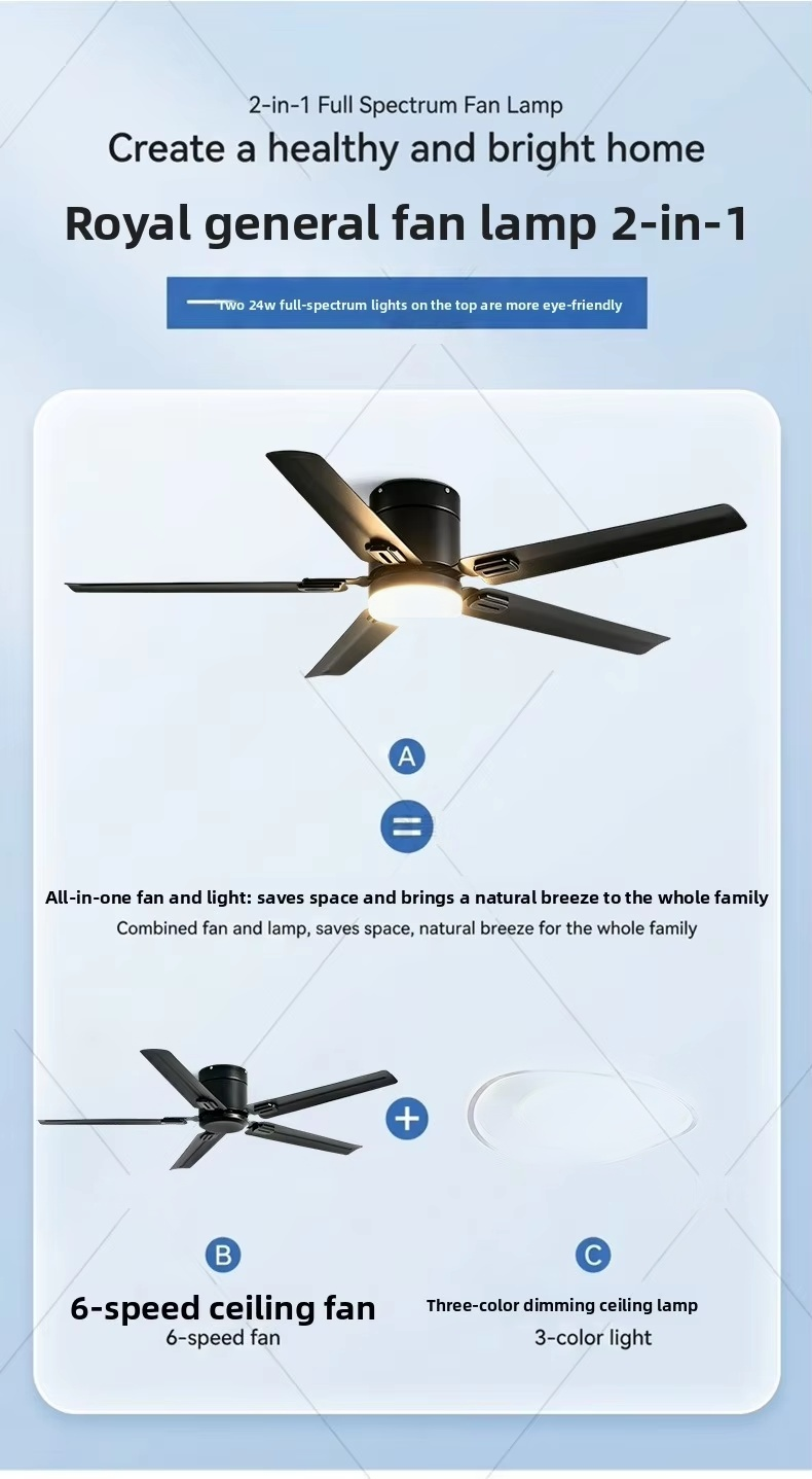 Ceiling Fan with Light and Remote Control LED Chandelier Fan for Living Room