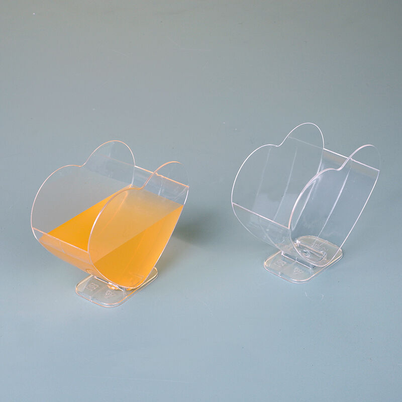 CH54 110ml Dessert Cups for Mousse, Custom Logo Heart Shaped Plastic Cake Cup with Spoons   