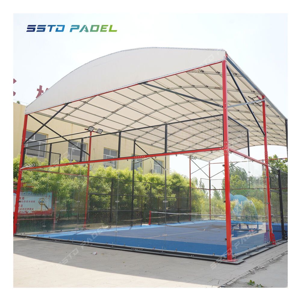 Professional Supplier Hot Dip Galvanized Padel Tennis Court With Canopy Premium Quality Outdoor Panoramic Paddle Court Roof 006