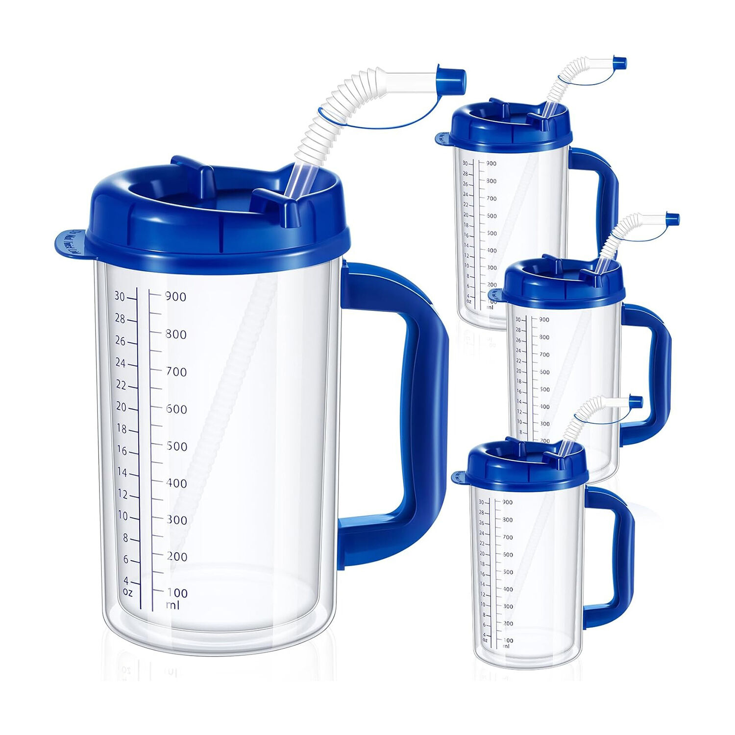 32oz Doppelwandige Krankenhaus-Karaffe, isolierte Tasse mit Strohhalm und Deckel