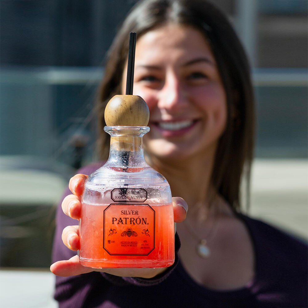 Reusable 375ml Mini Patron Bottles Plastic Tequila Bottles with Cork Lid