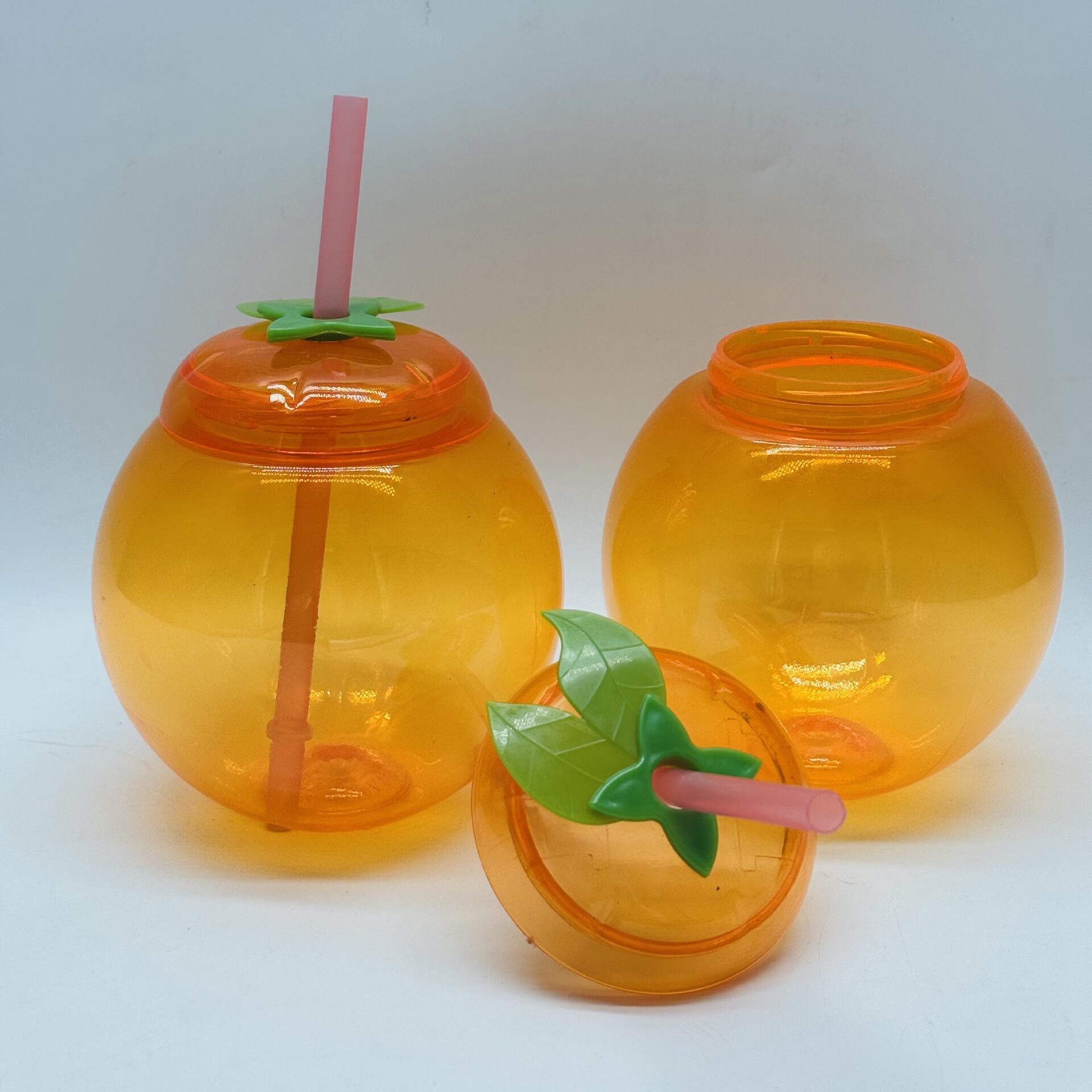 Charmlite Translucent Tangerine Cups Plastic Orange Shaped Kids Juice Sipper Cup