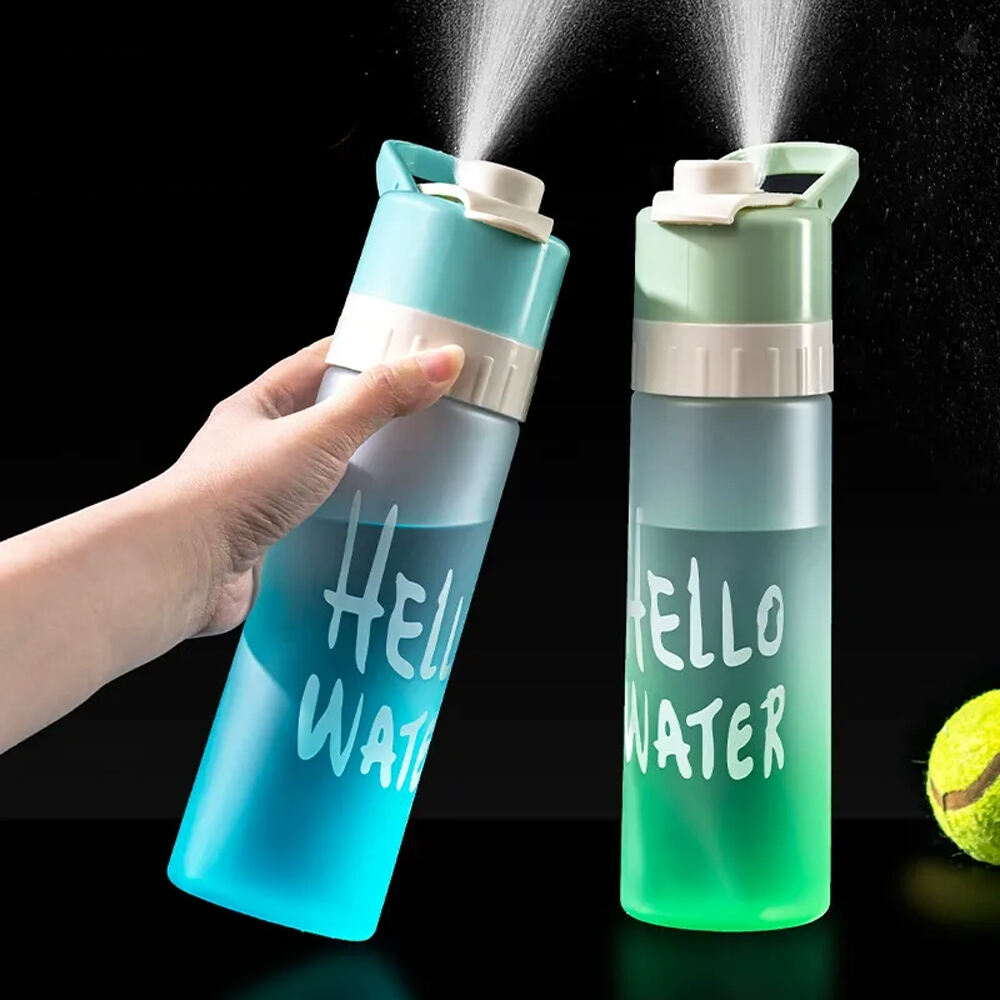 Mist Spray Water Bottle 650ml Portable Sport Water Bottle with Handle