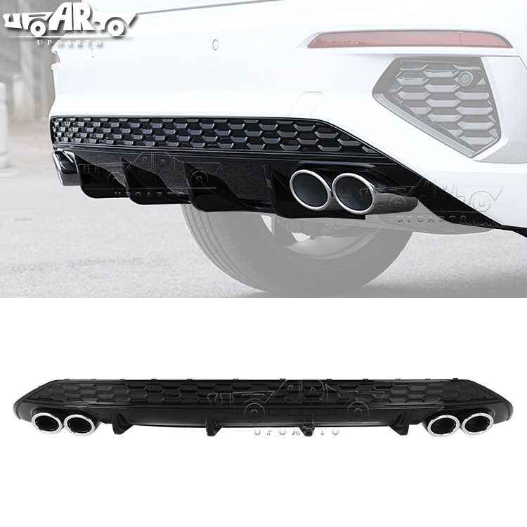 AR-AUDI-095 Diffuser Belakang Gaya S3 dengan Saluran Ekzos Hiasan Perak untuk AUDI A3 8Y S-Line Hatchback 2021-2023