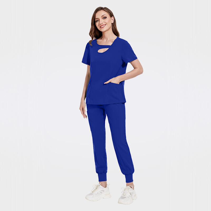 Women's Stylish Scrub Set Cutout Neckline Top Design TS Materials Scrubs 42070