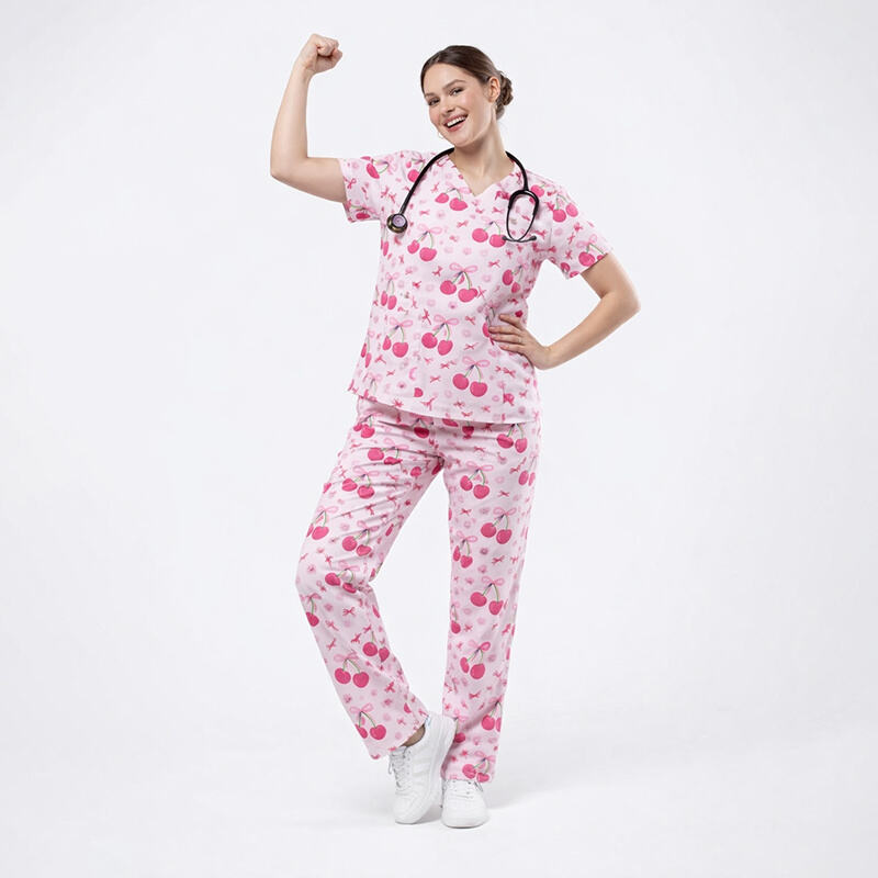 Unisex Professional Medical Scrubs Uniform V-Neck Top with Straight Pants | Stretch Comfort, Multiple Pockets, Easy Care