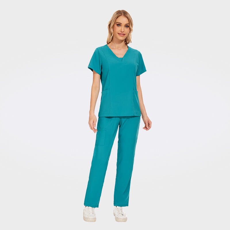 Popular Classic Straight Pants Custom Logo Nurse Women Medical Scrub Set 42025