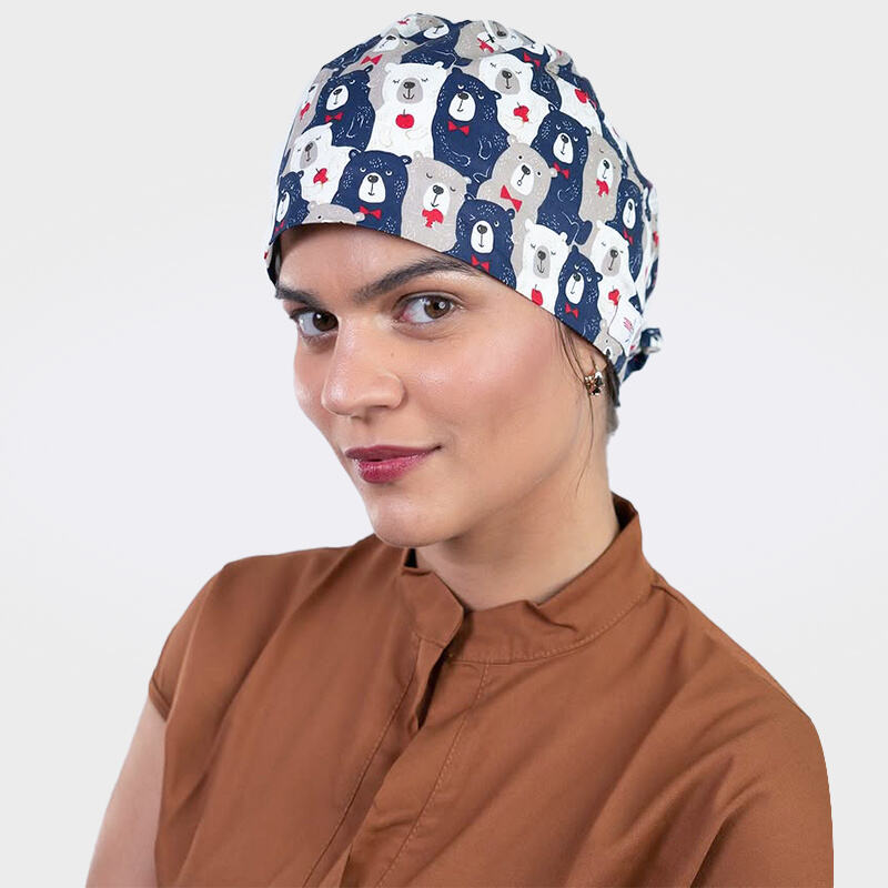 Professional Scrub Cap with Ponytail Pouch and Adjustable Ribbon for Long Hair