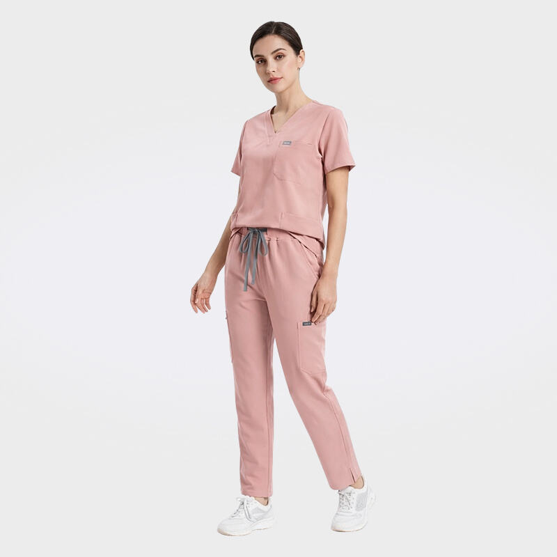 Unisex's Premium Medical Scrubs Set Luxury Fabric V-Neck Top & Cargo Pants 42384