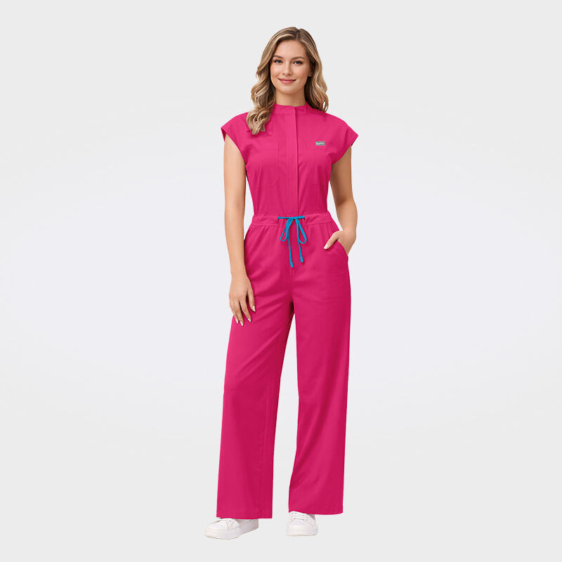 Medical Uniforms Color-blocked Waist Strings Medical Jumpsuit 42388