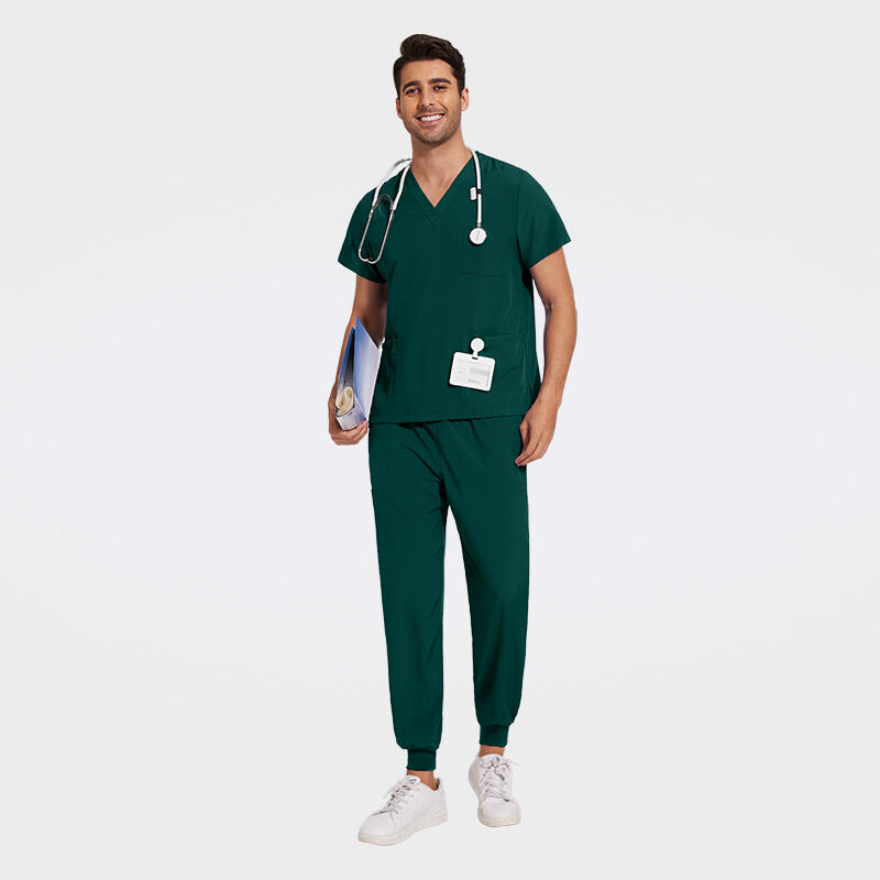 Multifunctional Pockets Men Scrubs Uniforms Sets Breathable Medical Scrubs 42109