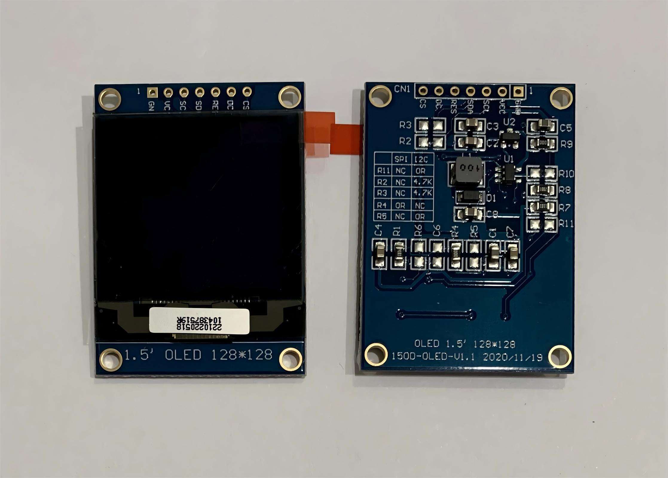 Monochrome1.5'' 1.5 inch 128x128 oled module 7pin 4pin oled display module 1327/1107 SPI I2C Interface