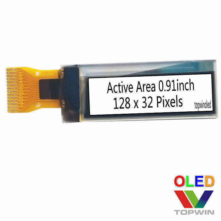 Pantalla OLED I²C de 0,91 pulgadas (0,91'') con resolución de 128 × 32 y 14 pines SPI, controlador SSD1306