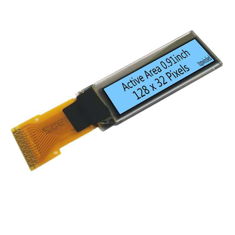 Pantalla OLED de 0,91 pulgadas (0,91'') con interfaz SPI, resolución de 128 × 32 y 15 pines, modelo SSD1306