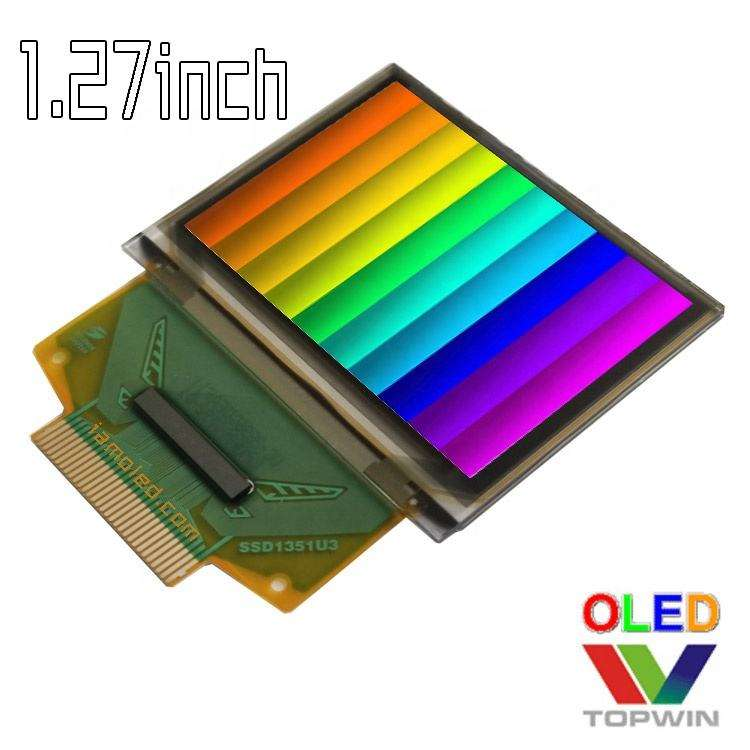 painel de display OLED colorido completo 1.27'' 1.27 polegadas 128x96 UG-2896GDEAF11 conector ZIF IC driver ssd1351