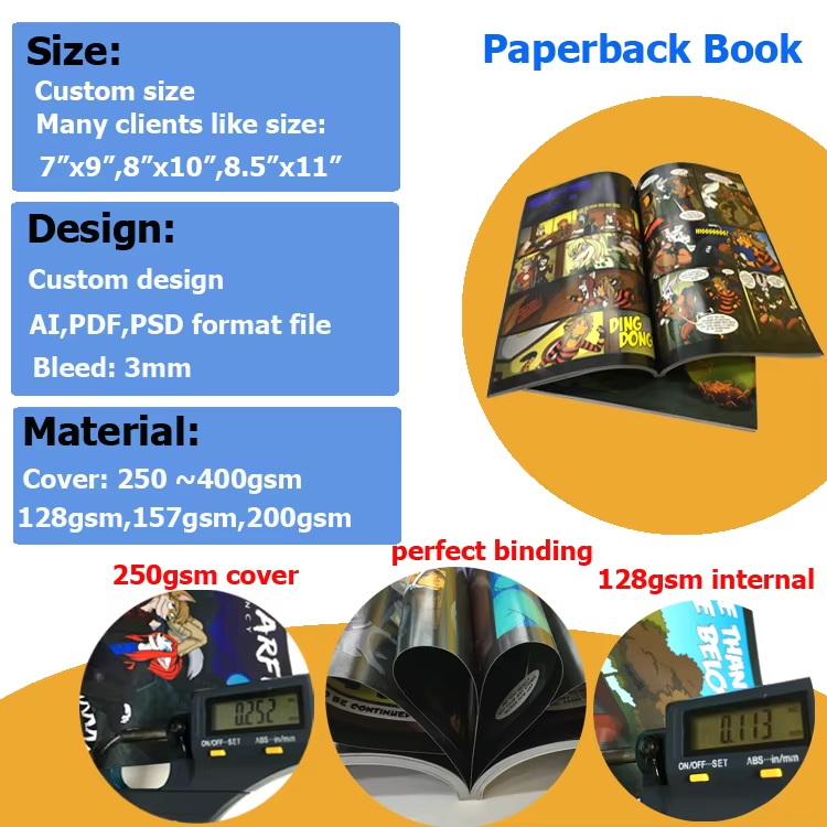 Professional Low Cost Perfect bound Full Color Paperback Manga Comic Softcover Printing Service details