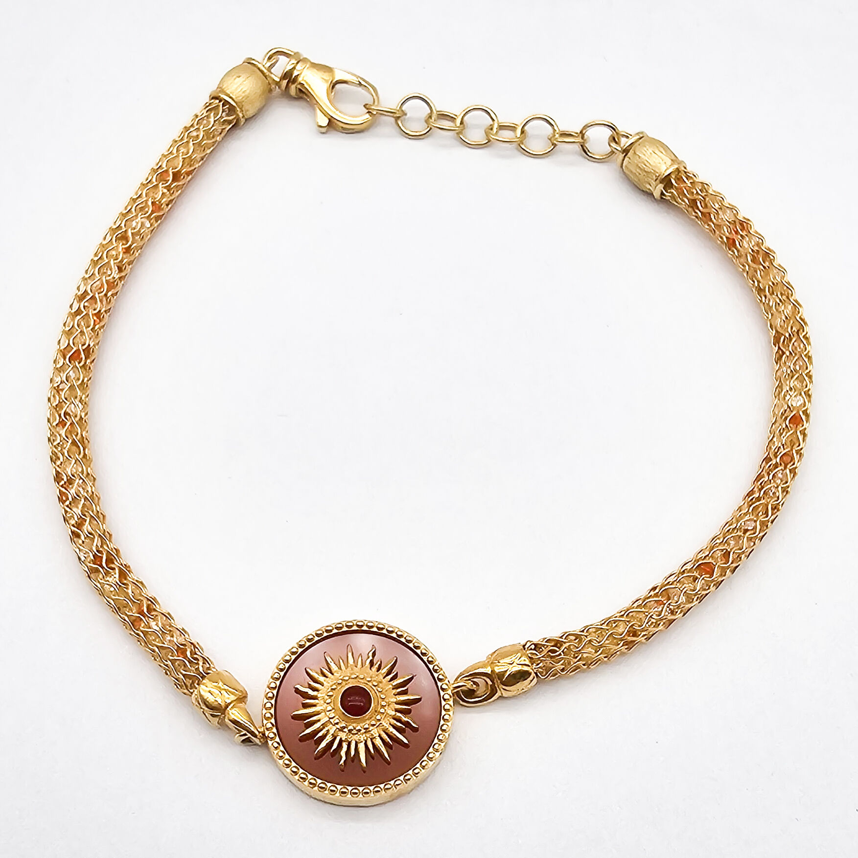 Classic Vintage Trendy Gold Plated Adjustable Chain Zircon Unisex Charm Sunflower Bangle