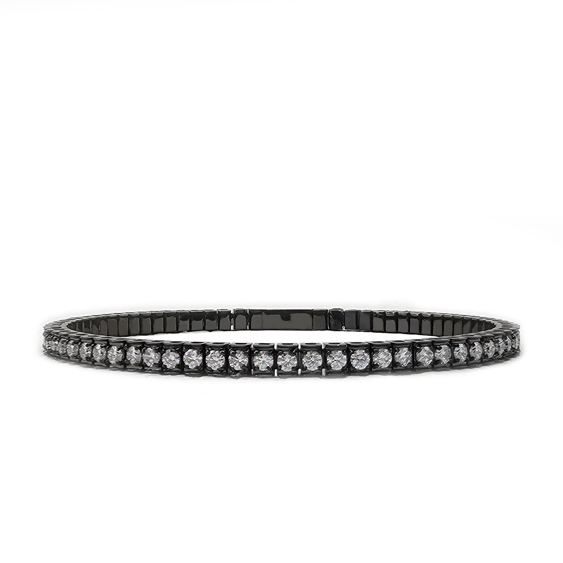 Vintage Prong Setting Black Plating CZ Tennis Bracelet with Round Brilliant Cut Geometric Design for Unisex