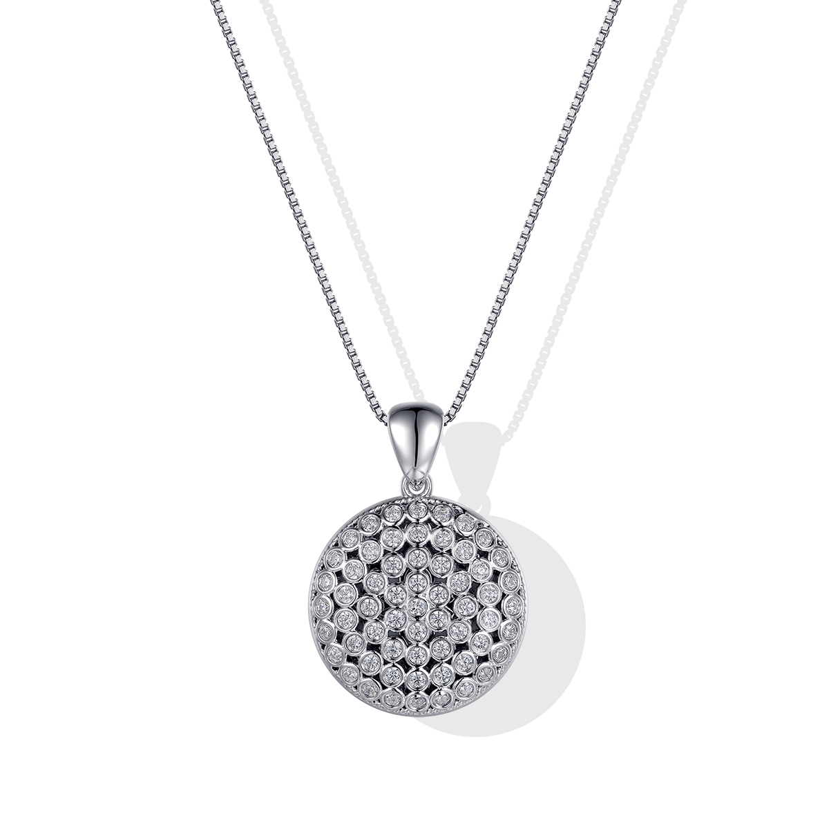 Mandala Design Round Shape Full Pave Gemstone Pendant Necklace