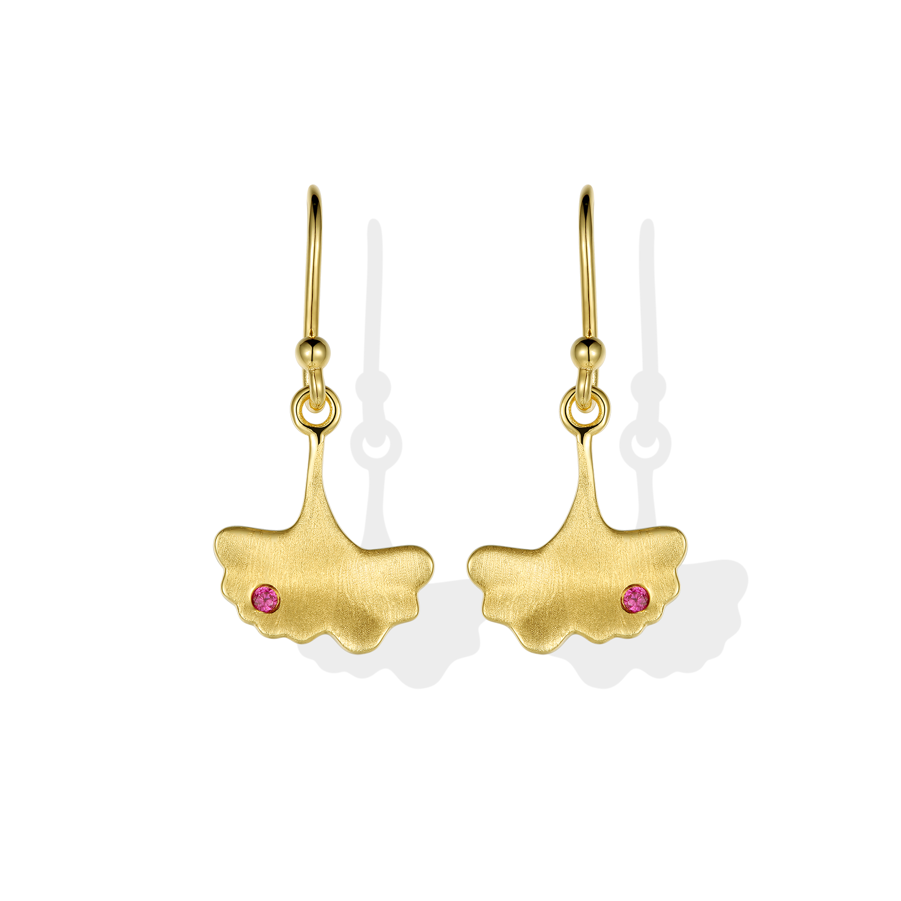 Original design gold ginkgo leaf shape drop earring