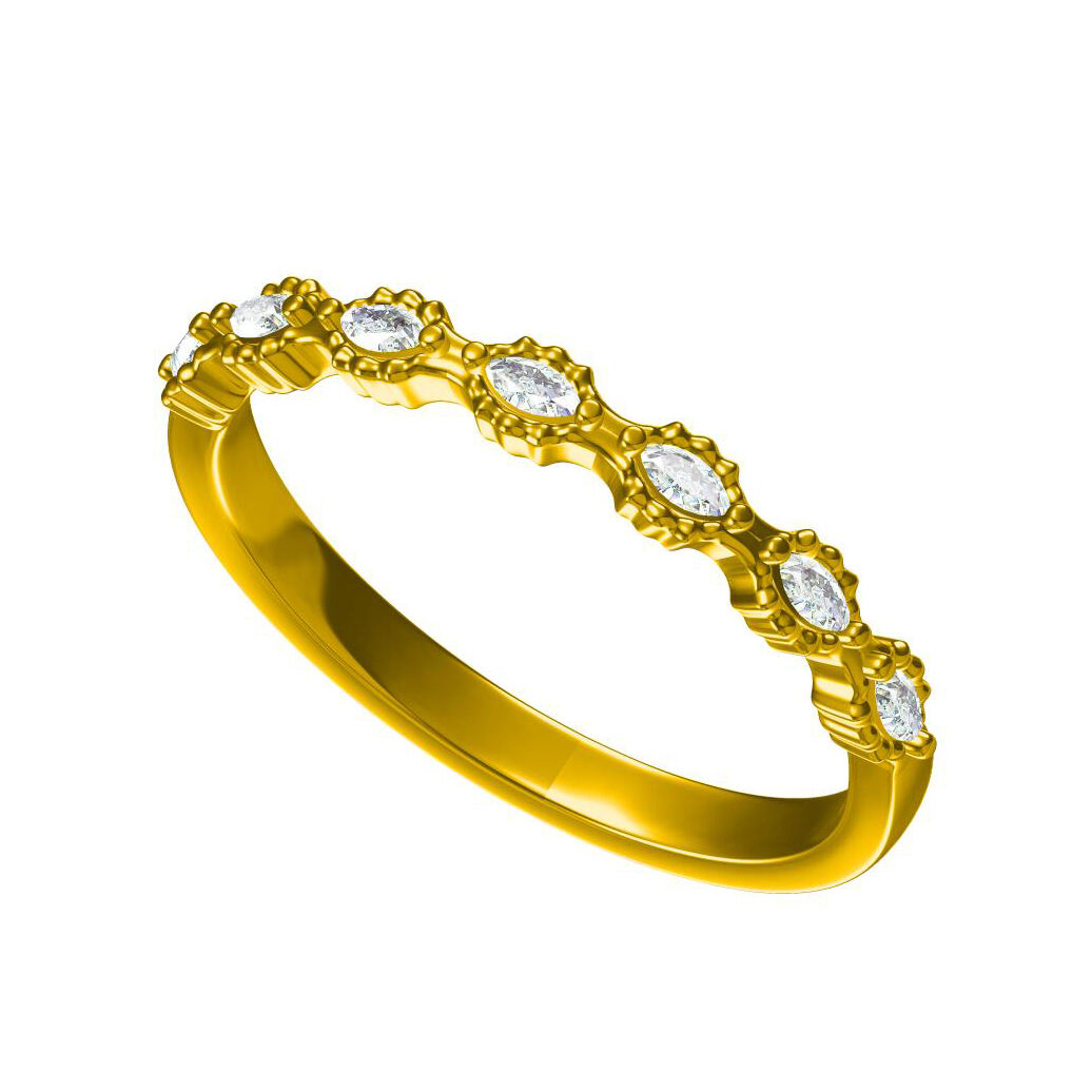 Orignal design Custom Slim Bubble Style Marquise Inlay Ring Jewelry