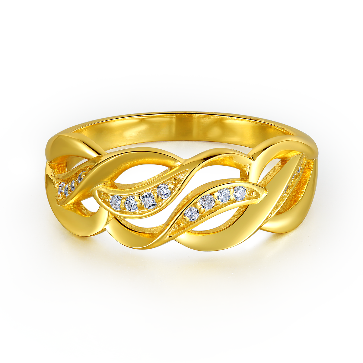 Trendy Fashion Real Gold 18k Gold Plating Gemstone Chain Design Ring Jewelry for Daily Wear