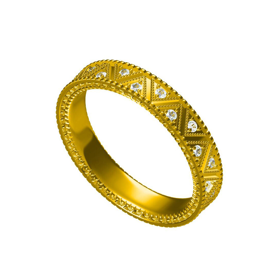 Orignal design Custom Fashion Triangle Pattern Ring Jewelry