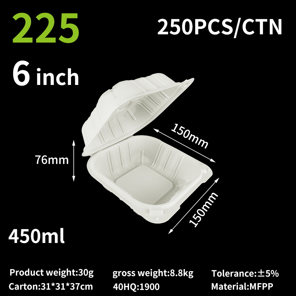 MFPP Disposable Clamshell Food Container - Microwave-Safe, Eco-Friendly Takeout Lunch Box