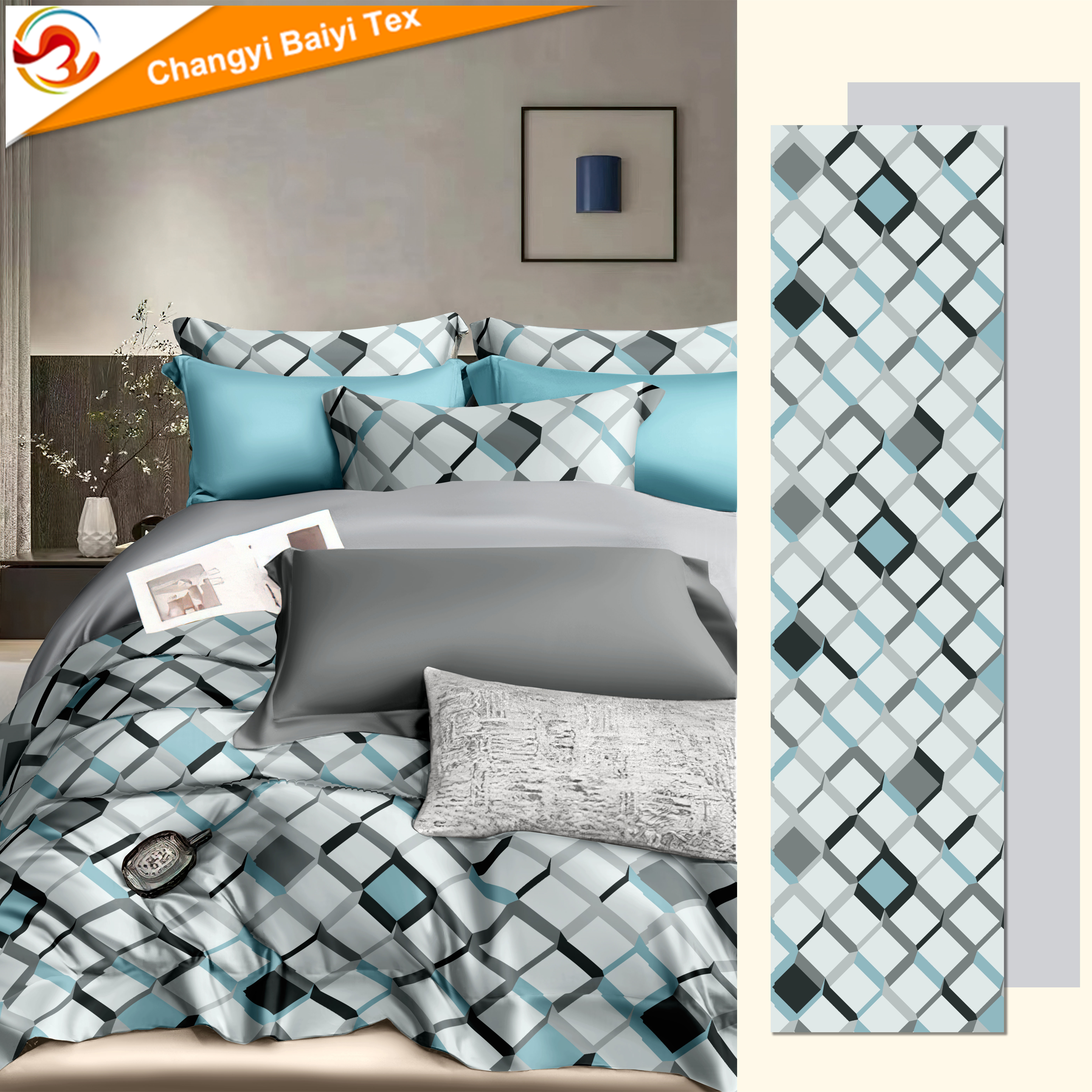 مجموعه مبلمان چهار قطعه‌ای از جنس پلی‌استر بافته‌شده و قابل تنفس و دوستدار محیط زیست با روکش تشک همراه دامنک به همراه بست تا قلابی