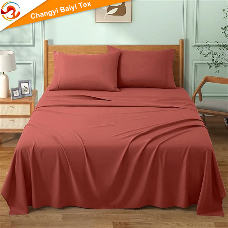 Komplet pościeli wysokiej jakości trwały ekologiczny 3-sztukowy jednokolorowy barwiony pranoszy wygładzany komplet prześcieradeł do użytku całorocznego