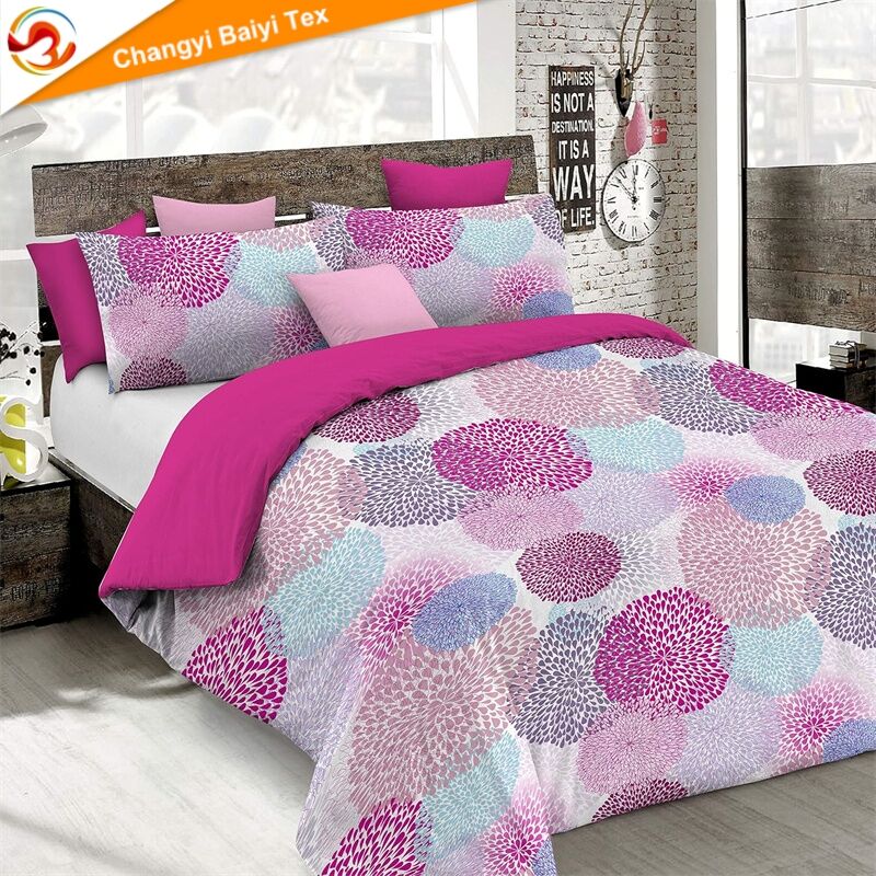 Jasny kwiat, 3 szt., własny projekt, poszewka na kołdrę z nadrukiem pigmentowym, 100% poliester, zestaw pościeli