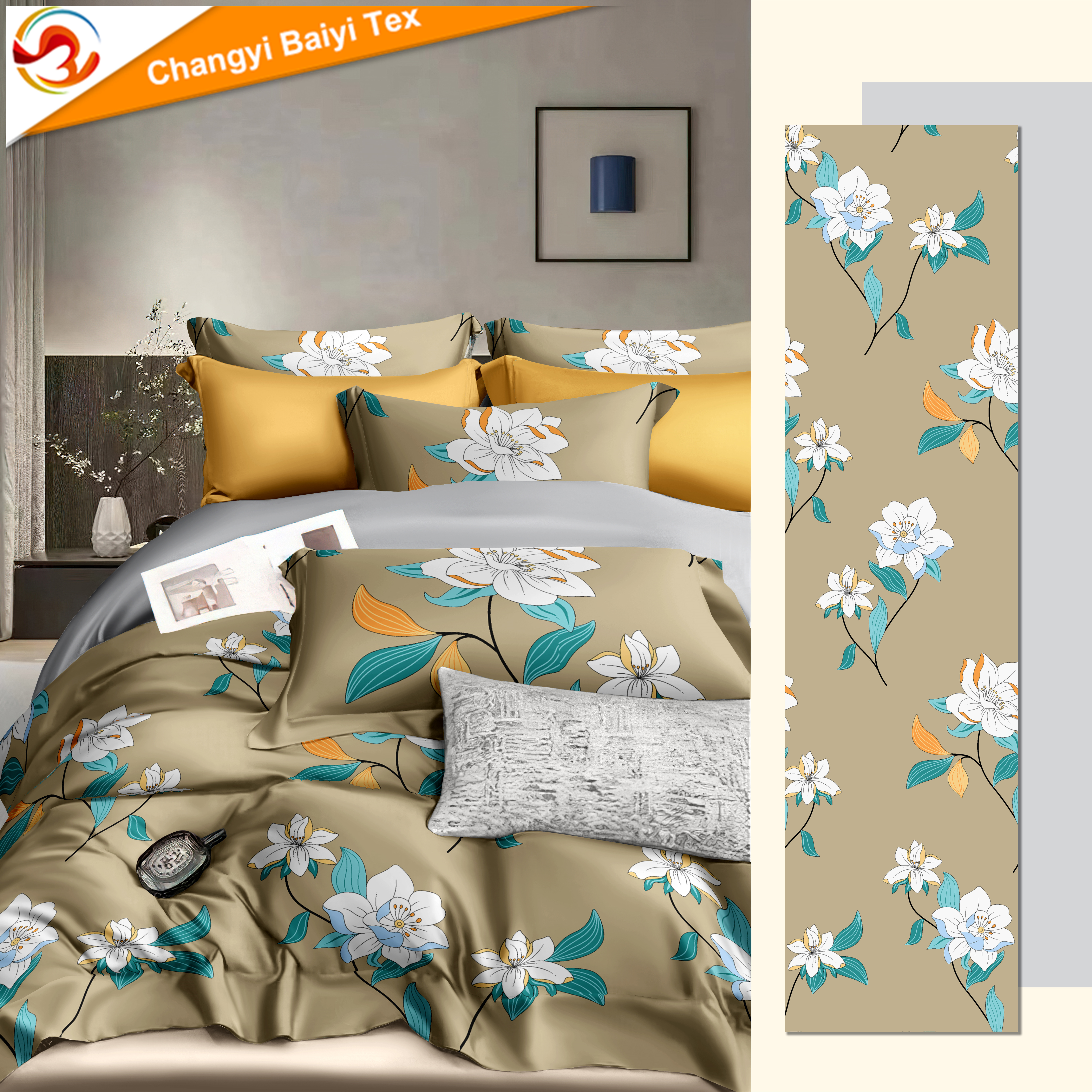 مجموعه مبلمان لوکس چهار قطعه‌ای از جنس پلی‌استر شامل 1 ملافه + 1 روکش تشک + 2 کوسن