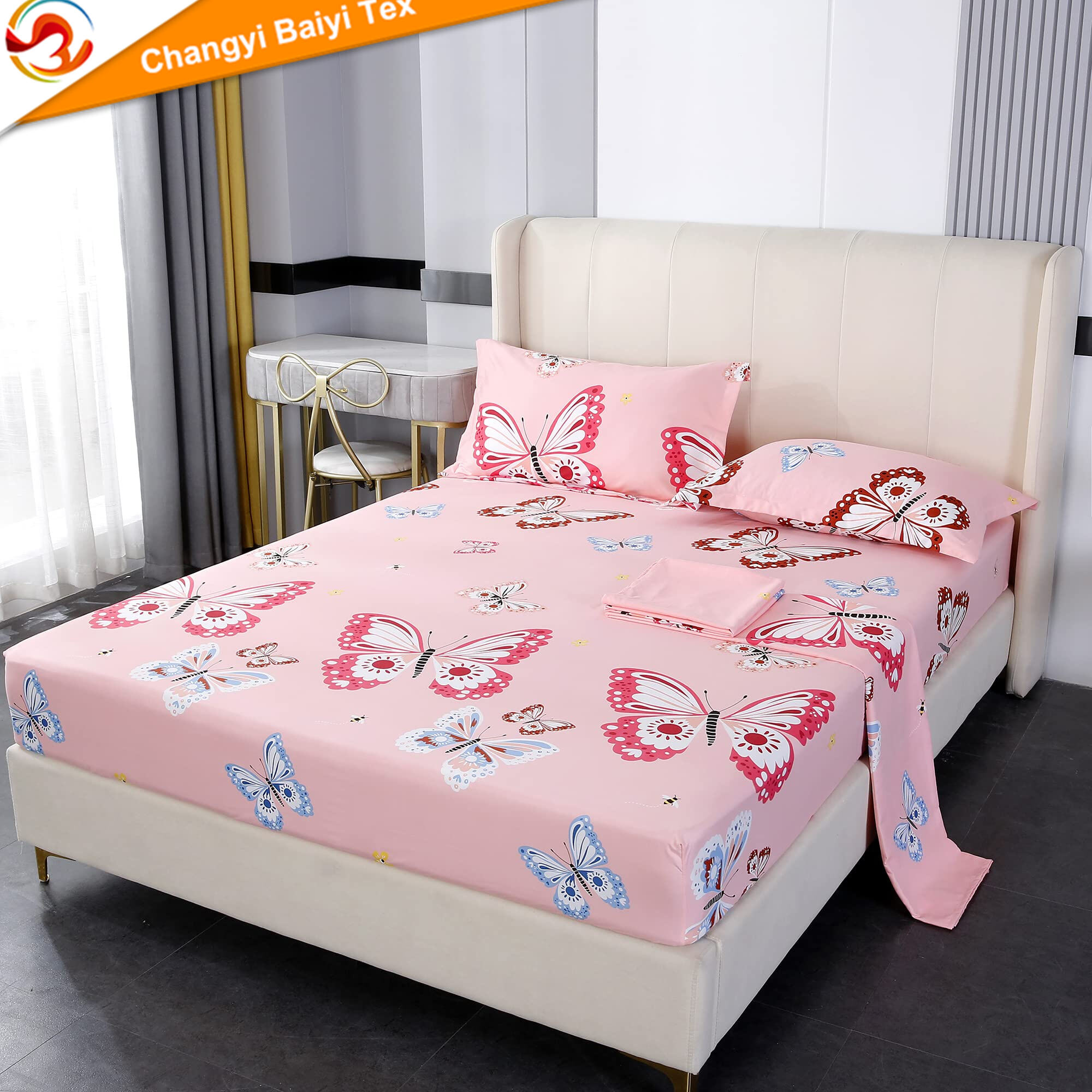 مجموعه ملافه صاف از جنس میکروفایبر قابل سفارشی‌سازی، ملافه کشی همراه با کوسن، مجموعه مبلمان