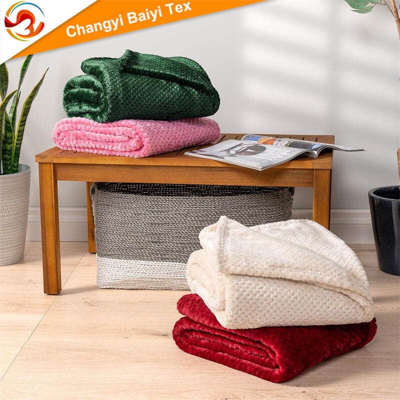 Hitem sprzedaży premium jednokolorowa flanela z motywem kraty ananasowej koc dzianinowy do biura, drzemki, łóżka, rzut na łóżko, gorący hurtowy niestandardowy koc podróżny