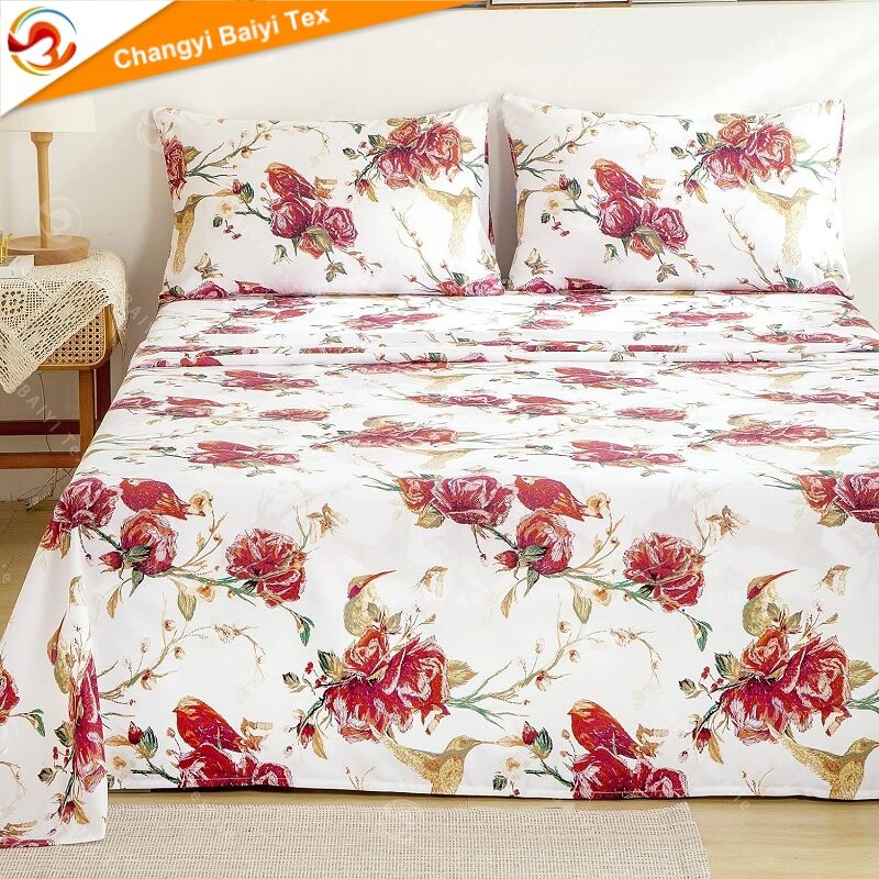 Miękki komplet z 100% mikrofibry, 4 sztuki, nadrukowany, pościel prasowana i poszwy na poduszkę, zestawy pościeli na wymiar