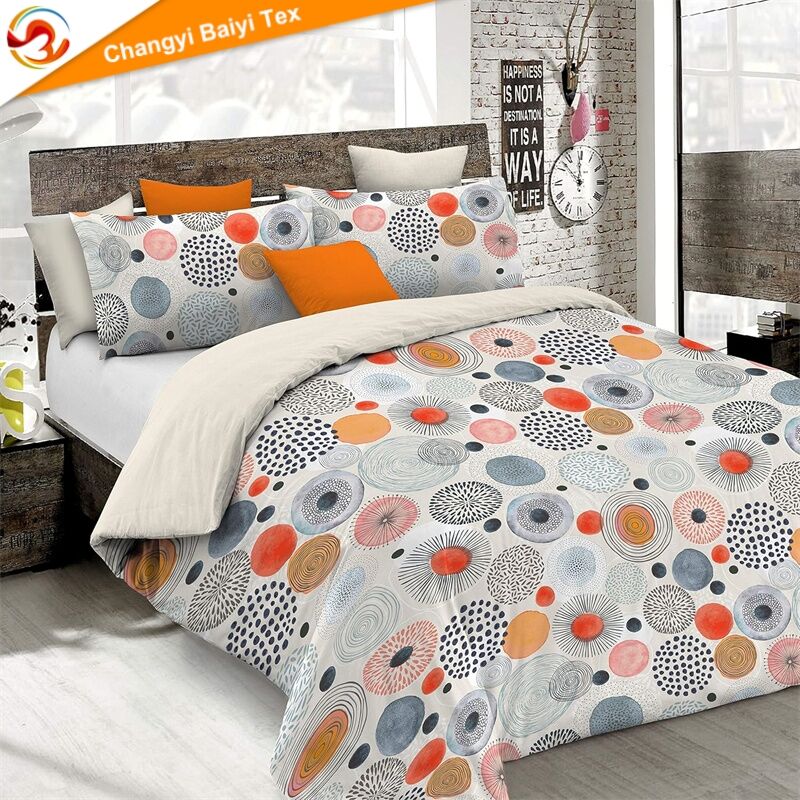 Zestaw pościeli z nadrukiem pigmentowym 100% poliester, 3 szt., poszewka na kołdrę i poduszki, własny projekt Baiyi