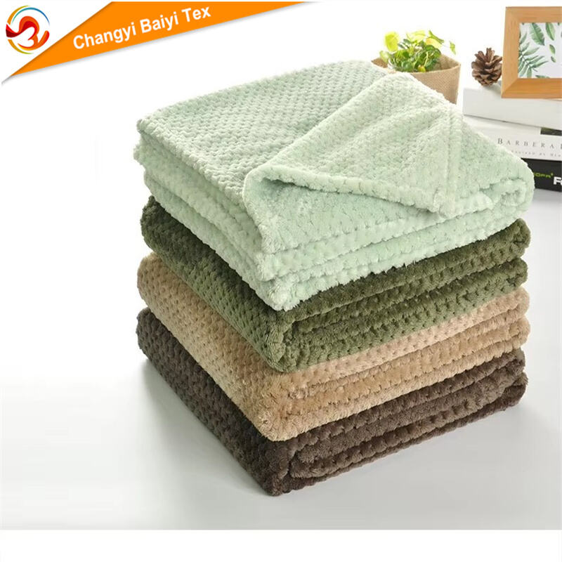 Płotka ananasowa jednokolorowa flanela eksportowa kołdra prezentowa na sofę lub łóżko grube wełniane kocyki