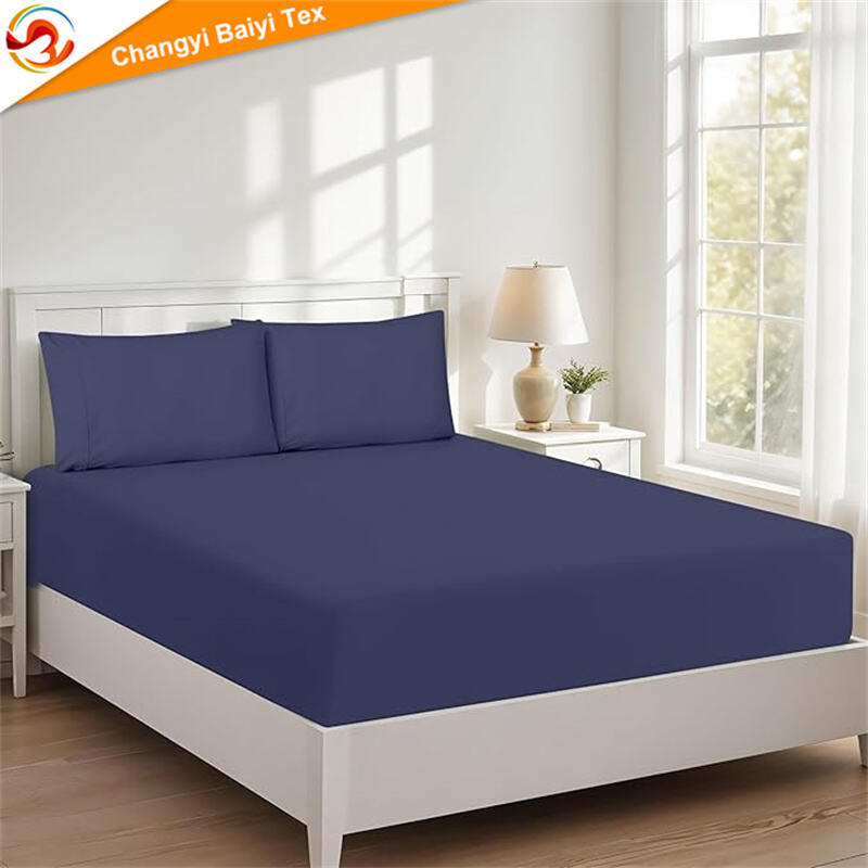 تولیدکننده نساجی سفارشی ۱ عدد ملحفه کشی پارچه پلی‌استر ۱۰۰ درصد برای تخت تکی، رنگ ثابت، بدون چین و چروک، روکش تخت خانگی از جنس میکروفایبر