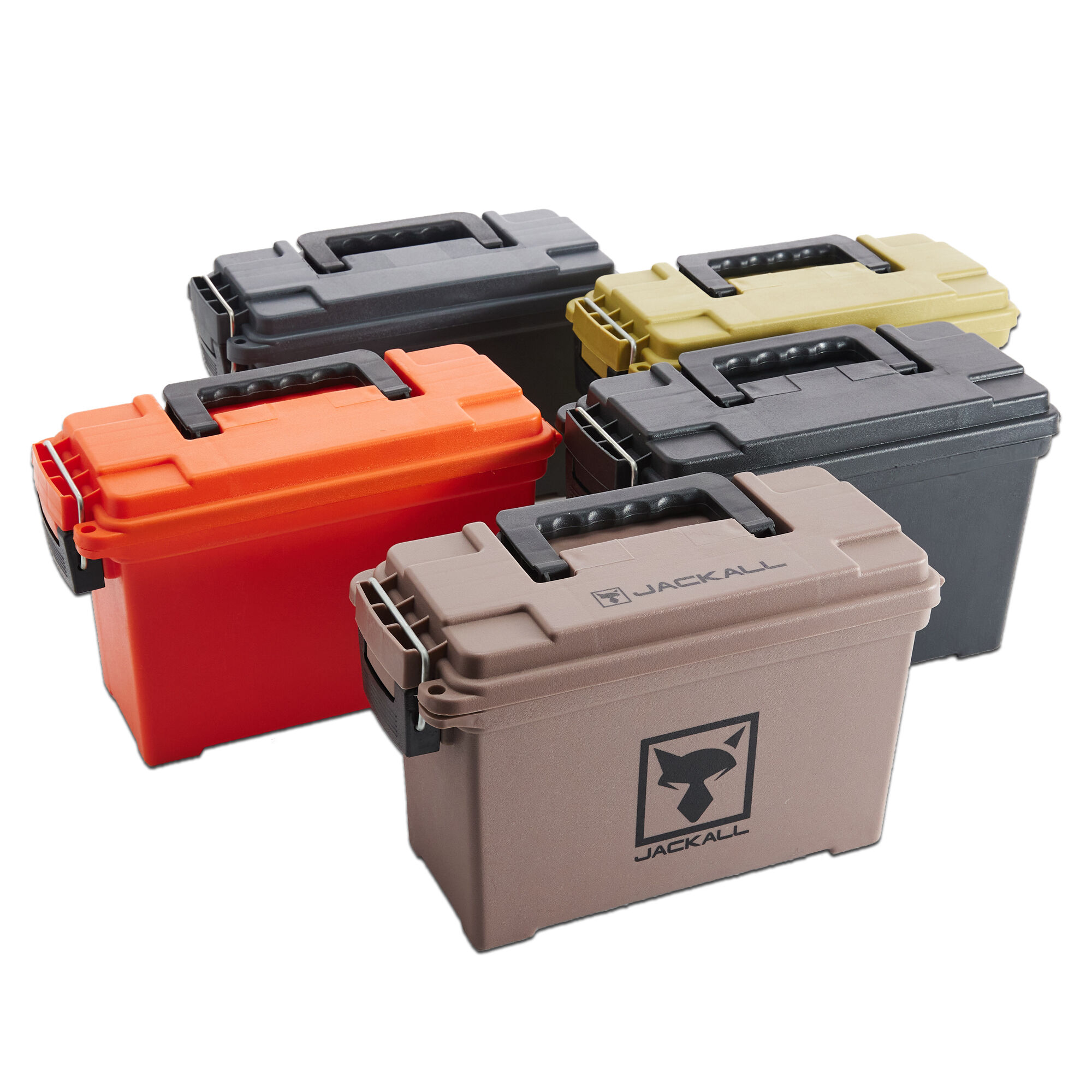 Populaires petites caisses à outils en plastique PP orange pour usage extérieur, boîte à munitions type balle, boîtes pour munitions de stockage