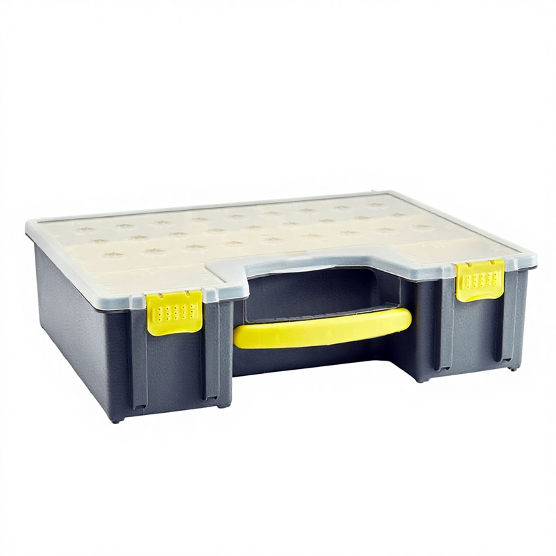 Boîtier de pièces à outils en matériau PP noir et jaune personnalisable, support OEM et ODM