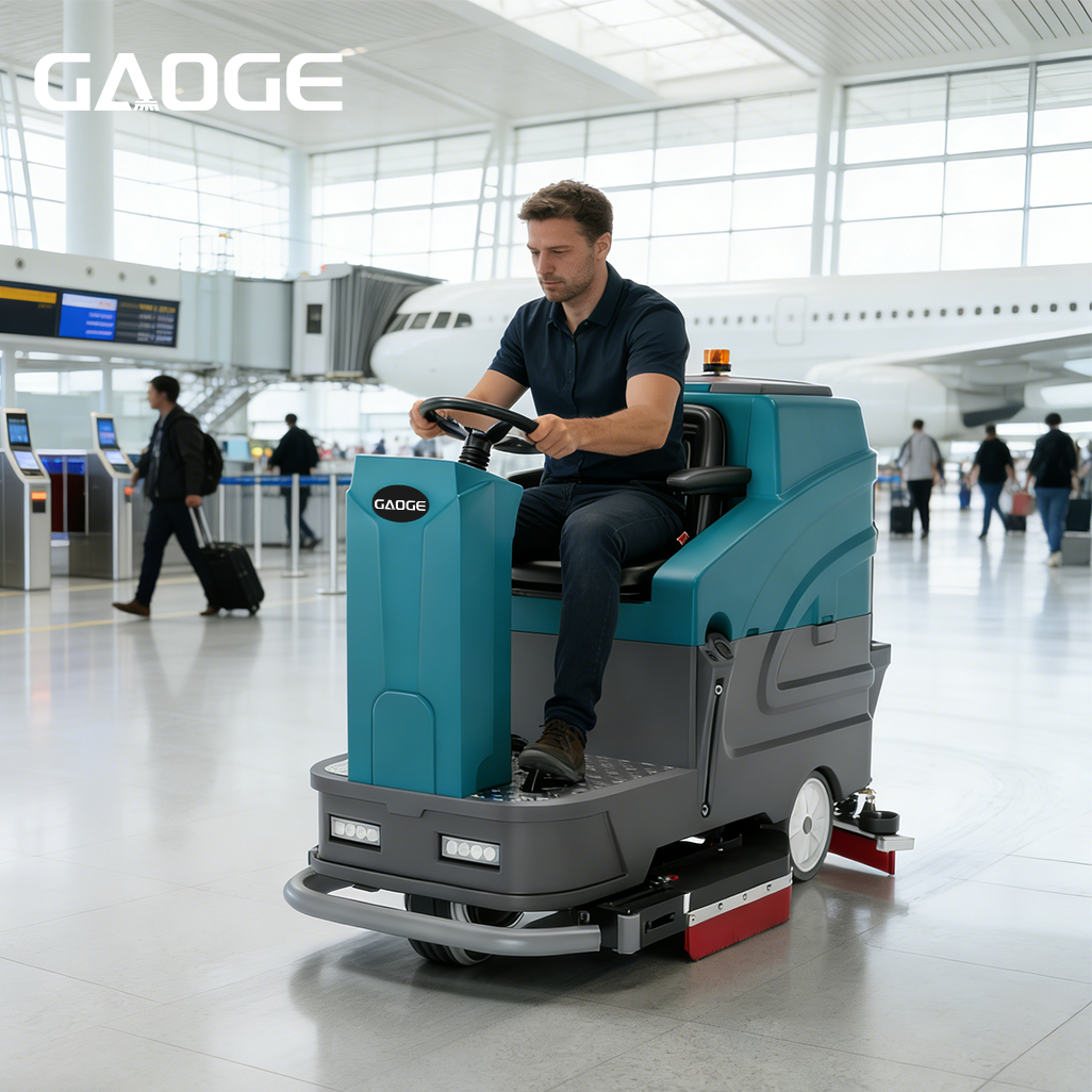Hochleistungs-Reinigungsmaschine für Lagerhallenböden mit Fahrersitz – Maximale Produktivität für große Flächen