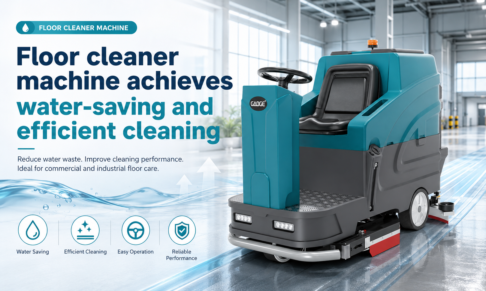 Floor cleaner machine achieves water-saving and efficient cleaning