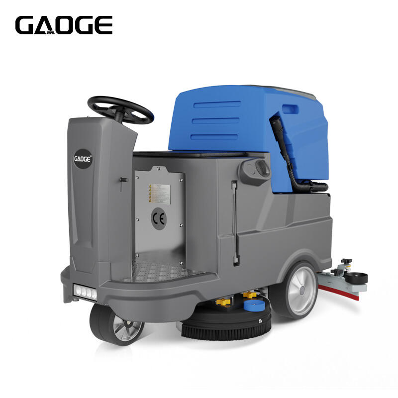 GAOGE F660 Ride-On Floor Scrubber Battery Operated Automatic Dual Brush Commercial Cleaning Machine for Industrial Use