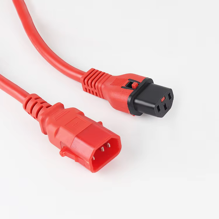 Custom Length Color C14 to C13 With Lock PDU Style Computer Power Extension Cable