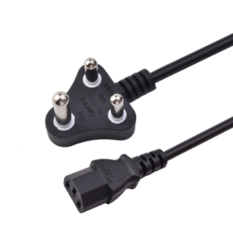 India    Power Electric Plug With Power Cord South Africa 3 Pin Power Cable for Computer and Laptop