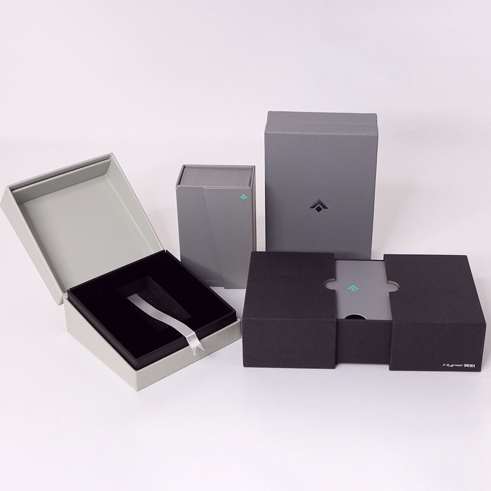 Custom Double Decker Cardboard Gift Box with Magnetic Lid Rigid Paper Sliding Drawer Features Matt Lamination