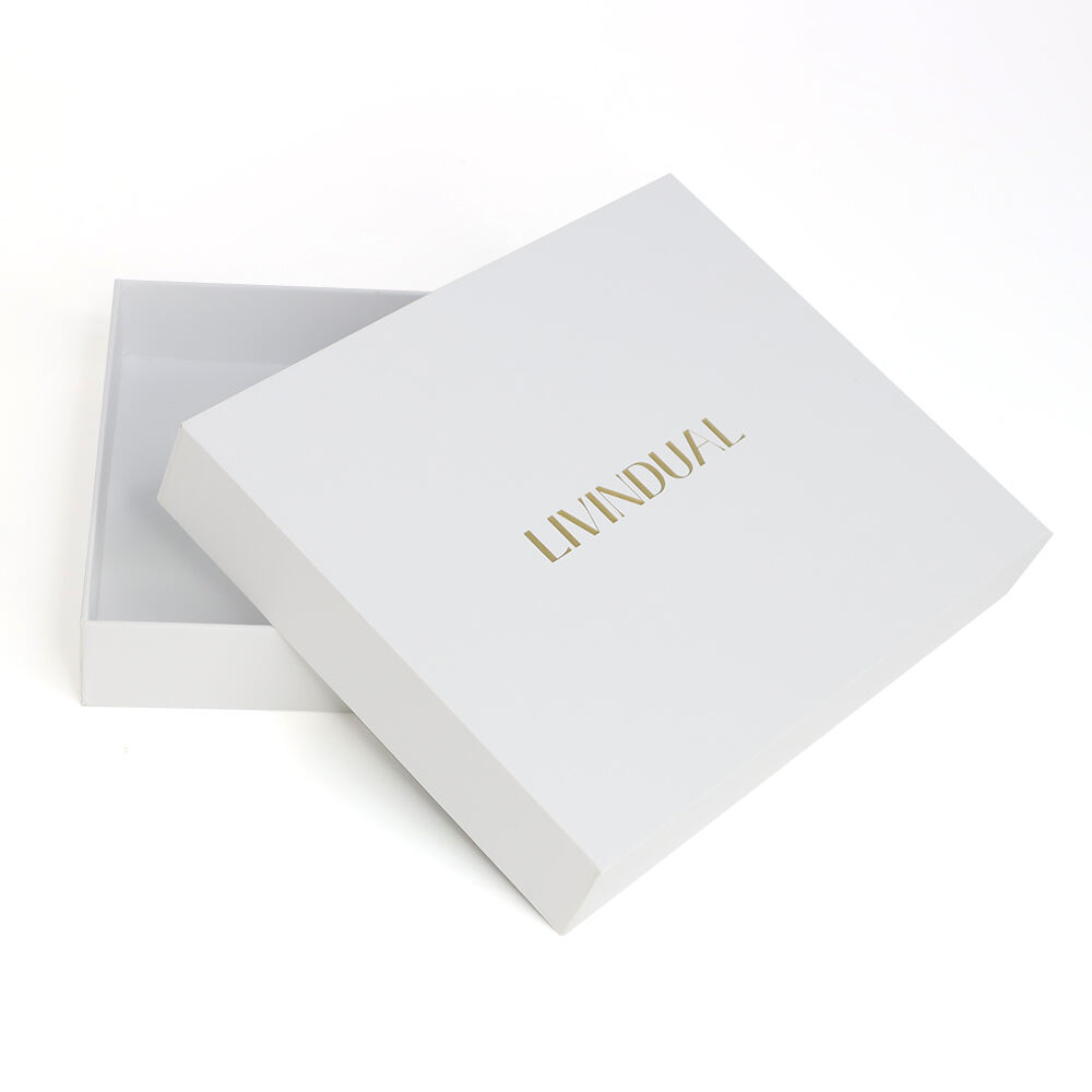 Custom Logo Cardboard Packaging Removable 2 Pieces Rigid White Scarf Lid Base Branded Gift Box with Neck