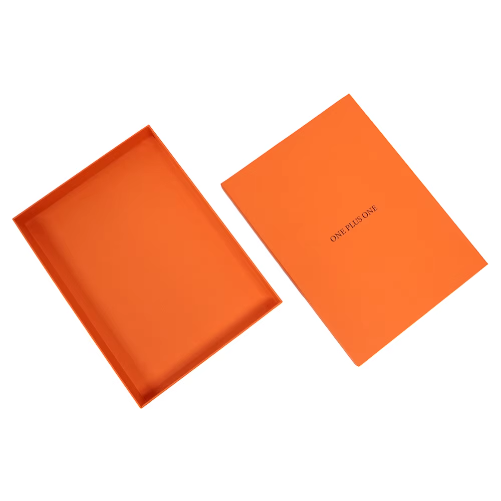 Custom Orange Rigid Lid and Base Rigid Paper Gift Box Hard Case Cardboard Packaging manufacture