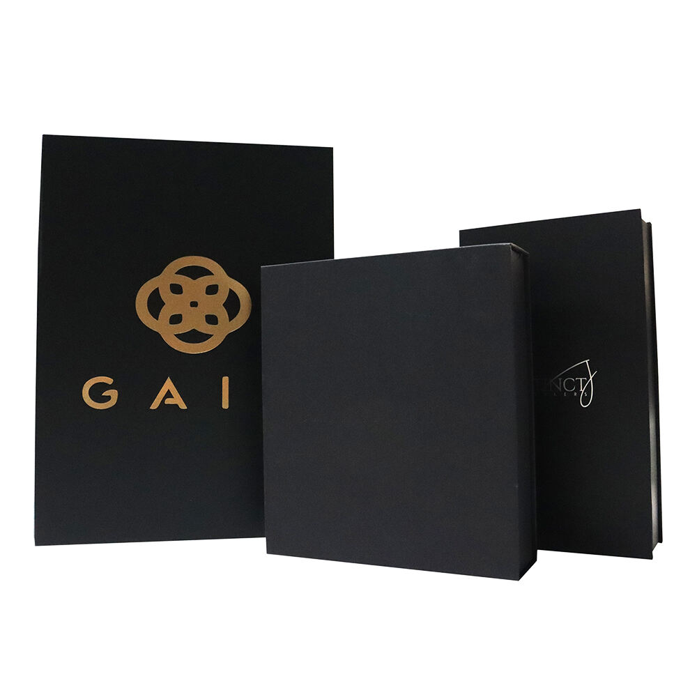 Custom Logo Luxury Black Rigid Cardboard Perfume Packaging Magnetic Gift Box with Hot Stamping Logo